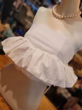 Strapless Ruffle Peplum Crop Top